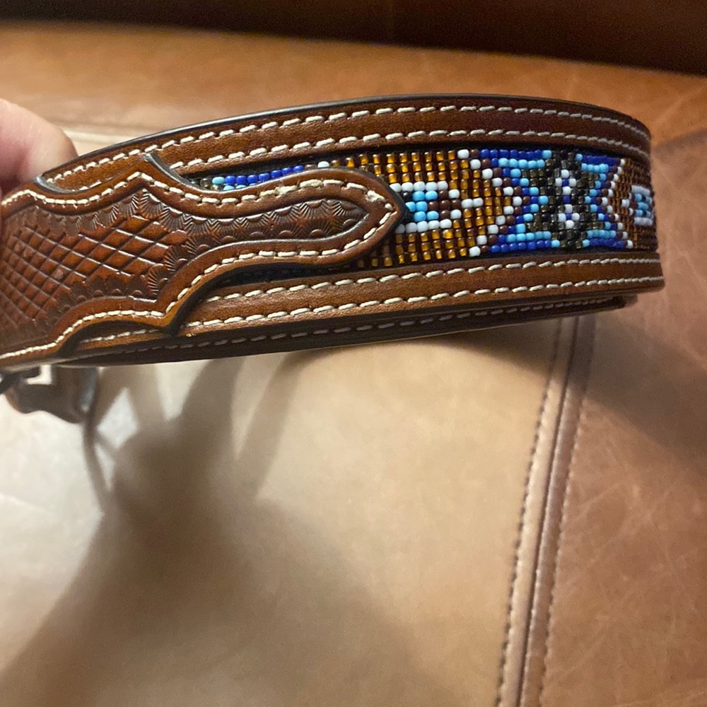 Mens beaded nocona belt. No damage to edges excellent condition size 34